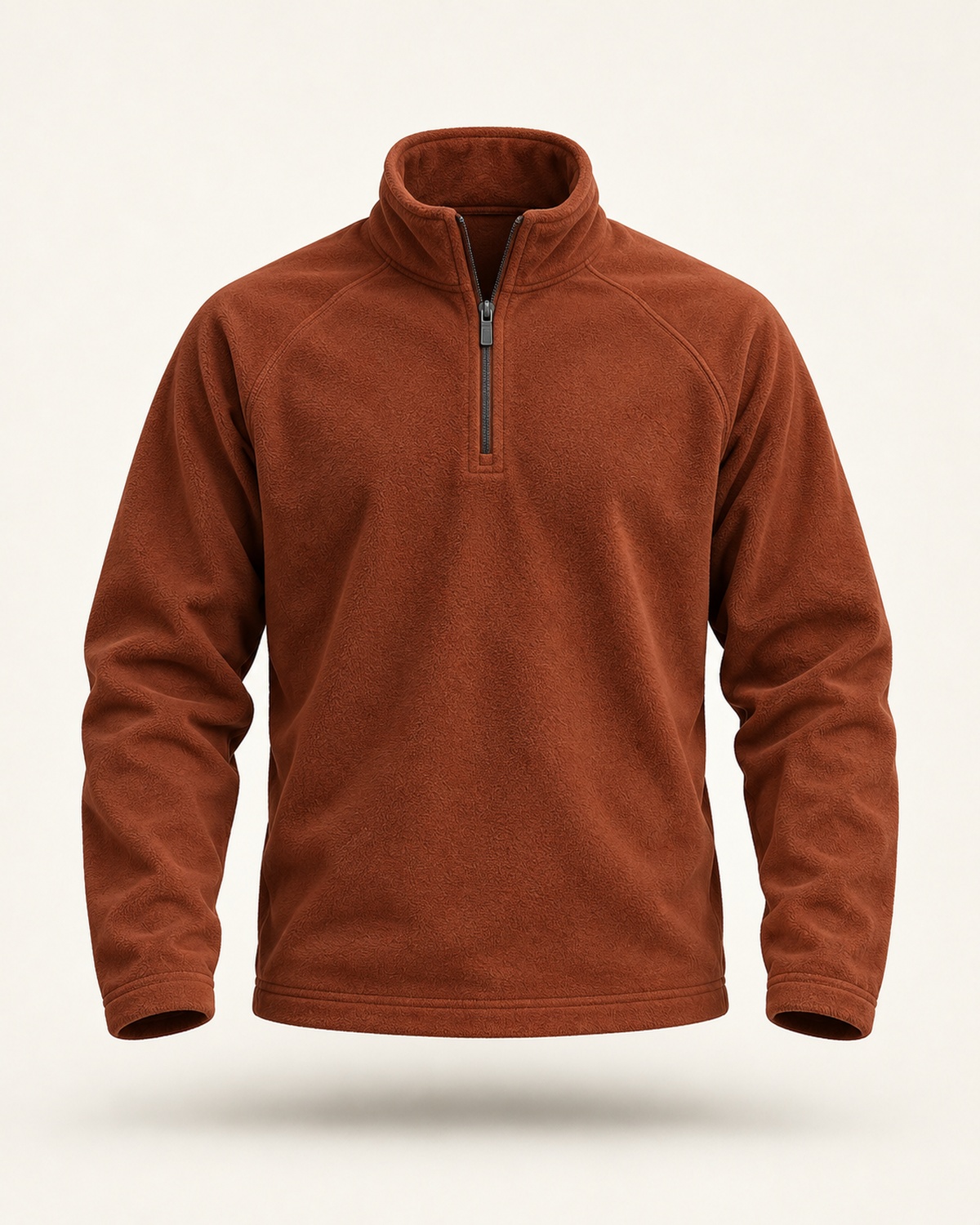 The Ridgeline Fleece, a rust-brown midweight fleece.